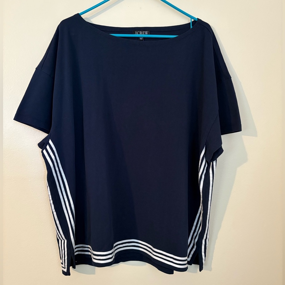 J. Crew Mariner Cloth Boatneck Navy Blue Top, Size 3X, NEW